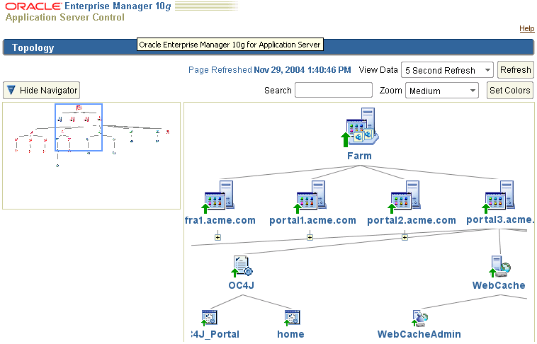 General Section of the Application Server Home Page