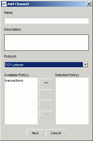 Add Channel dialog box