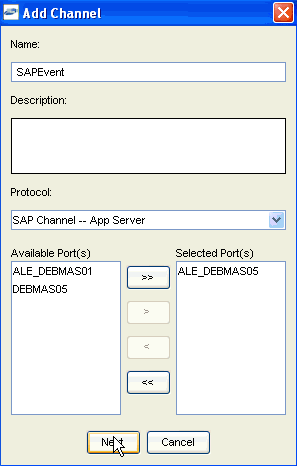 Add Channel dialog box