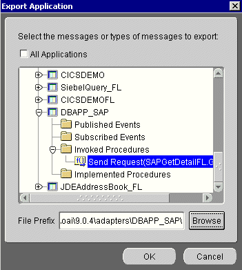 Export Application dialog box