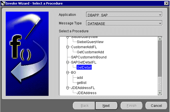 Invoke Wizard - Select a Procedure dialog box