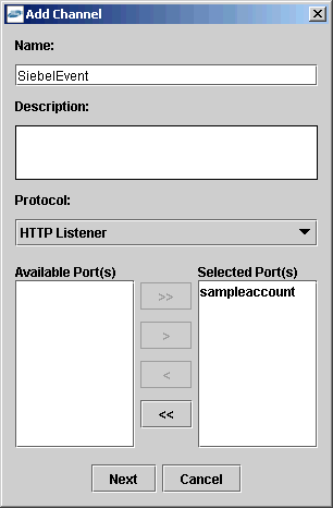 Add Channel dialog box