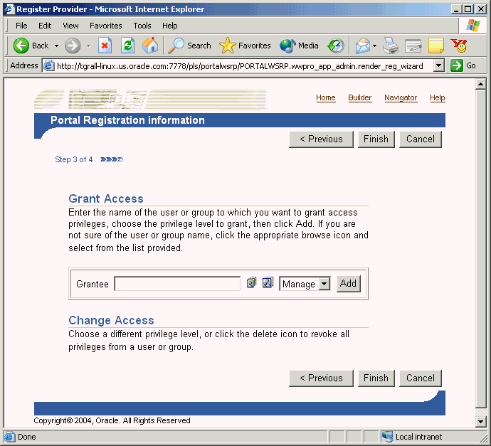 Shows Control Access page.