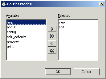 Shows Portlet Modes dialog.