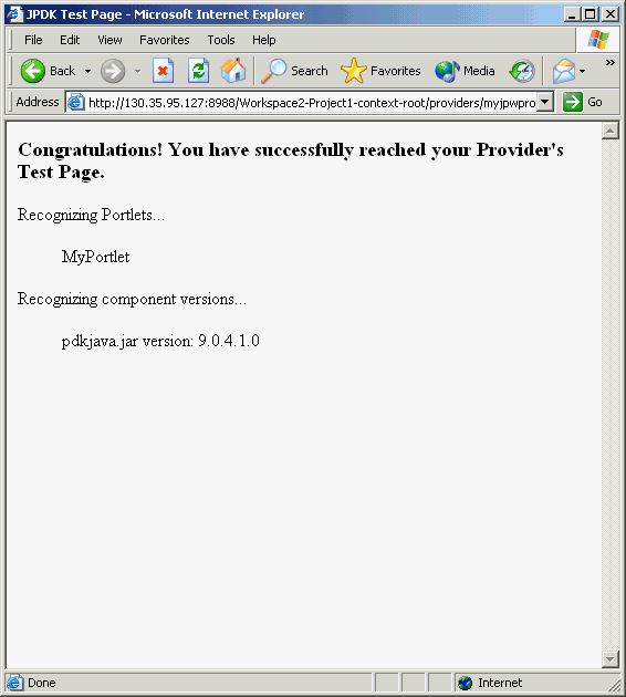 Shows provider test page.