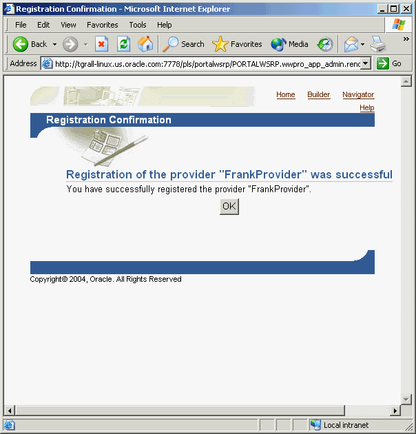 Shows Registration Confirmation page.
