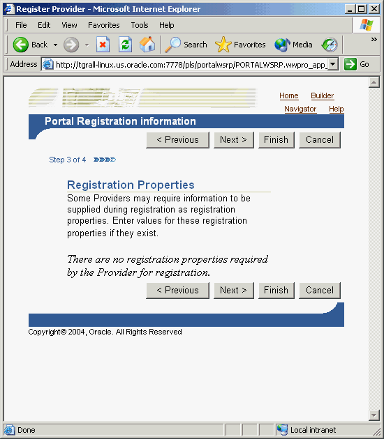 Shows Portal Registation Information page.