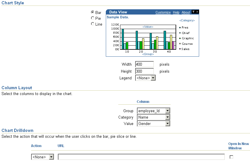 Shows Layout tab for Chart style.
