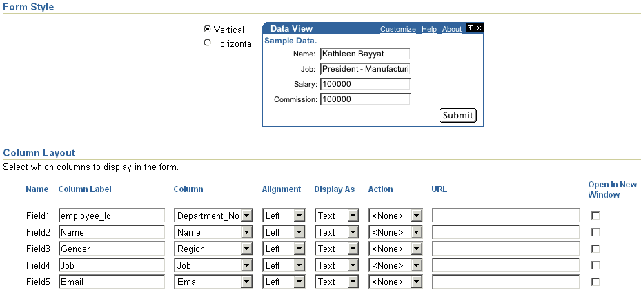 Shows Layout tab for Form style.