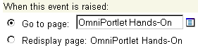 Shows setting Portlet Event1 to display page.