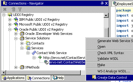 Creating a Data Control for a UDDI web service
