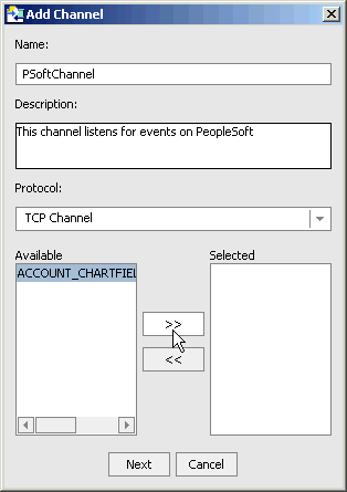 Add Channel dialog box