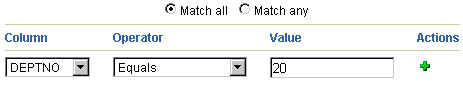 Shows Conditions section on Filter tab.