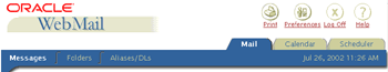 Oracle Web Client Menu tabs