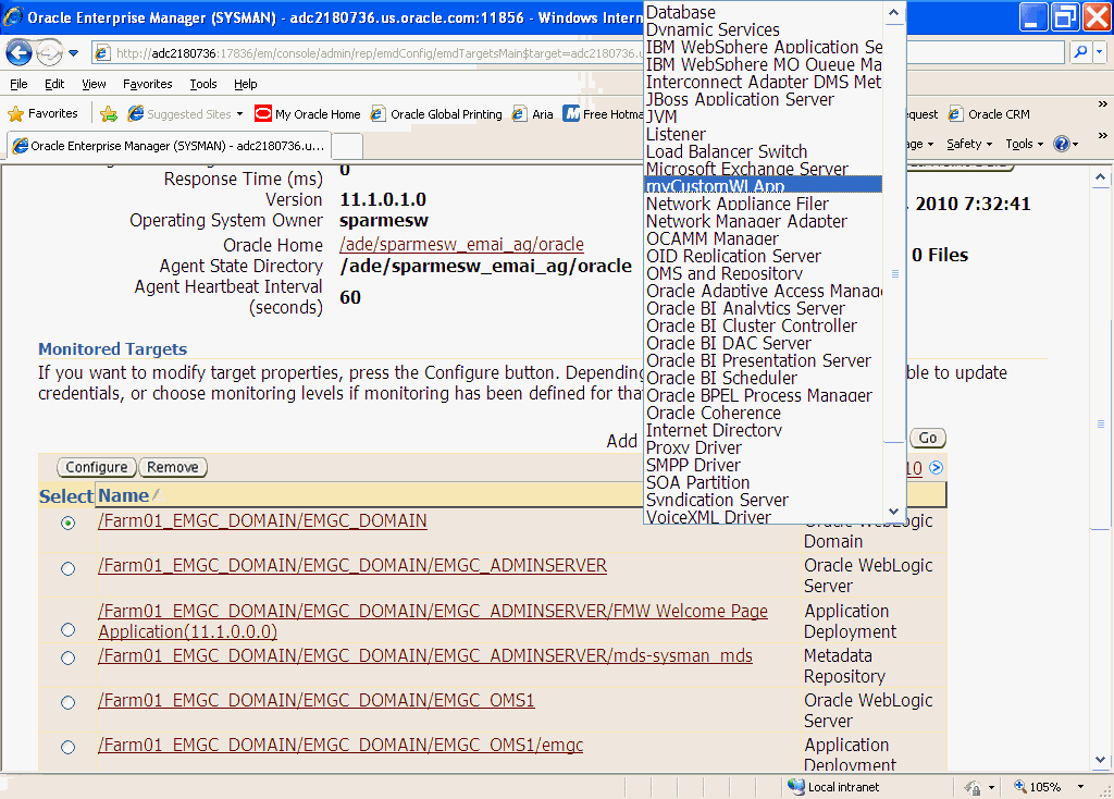 Selecting JMX target type