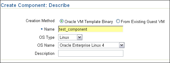 Create Component: Describe Page