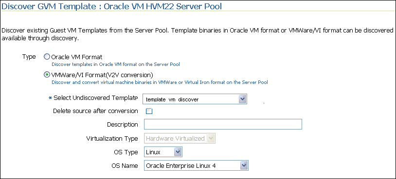 This figure shows the Discover GVM Template page.