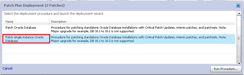 Graphic shows the patch plan deployment procedure dialog.