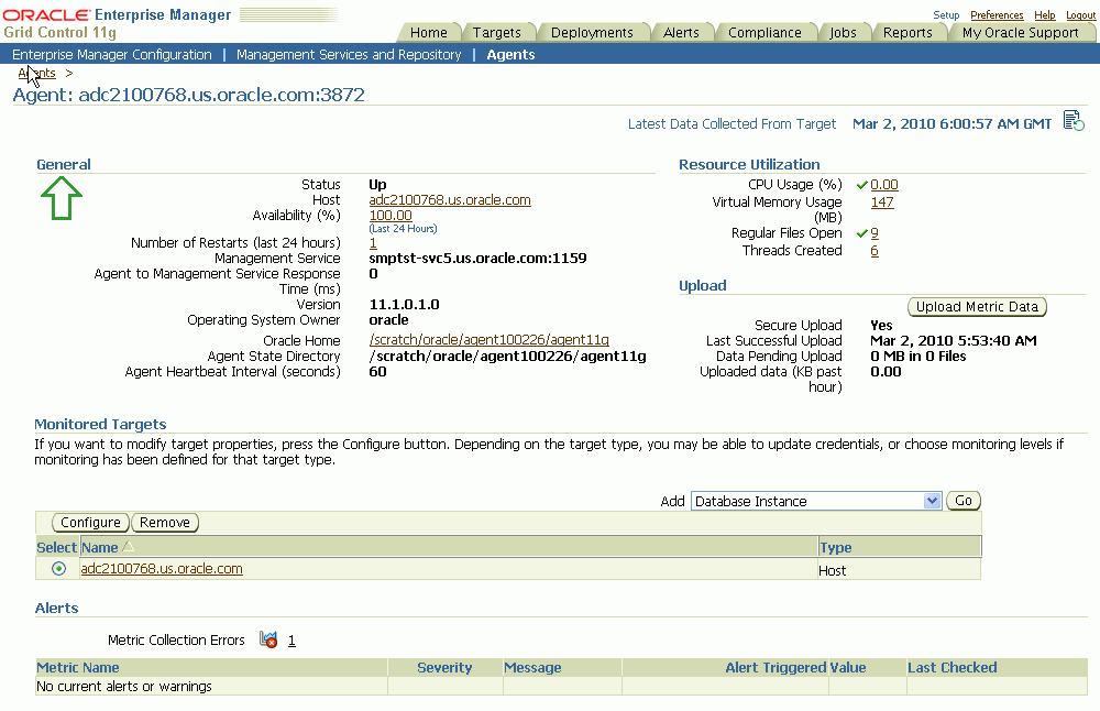 Secure Upload Field on the Management Agent Home Page