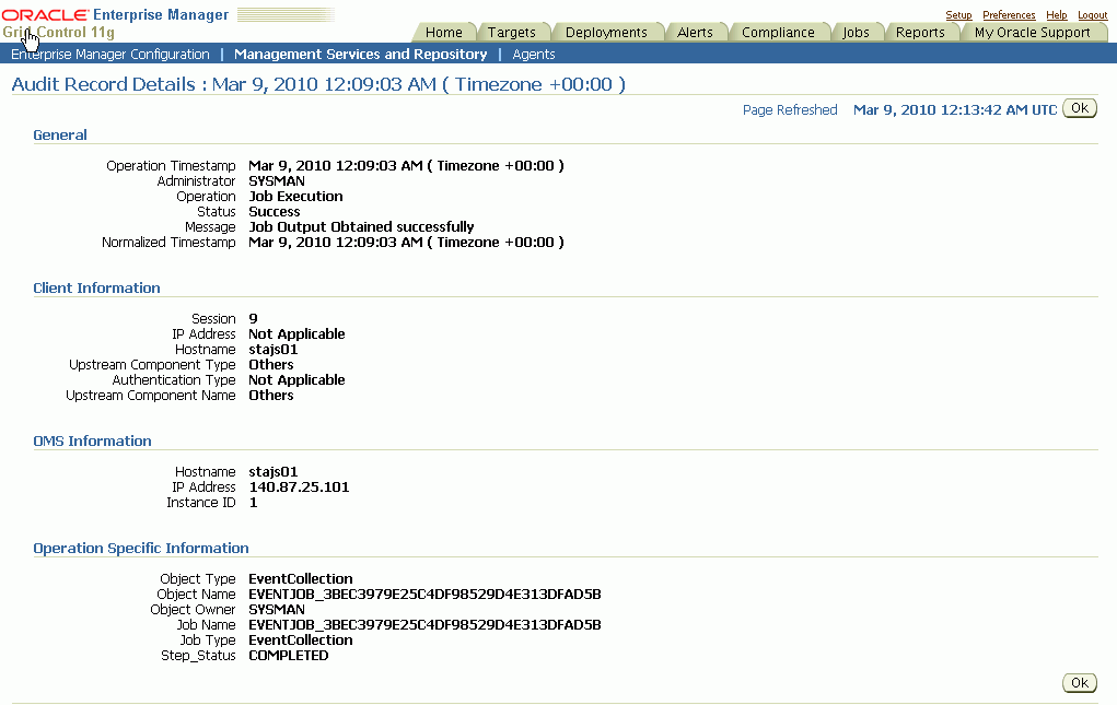 Audit Record Details Page