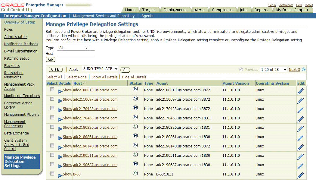 Manage Privilege Delegation Settings