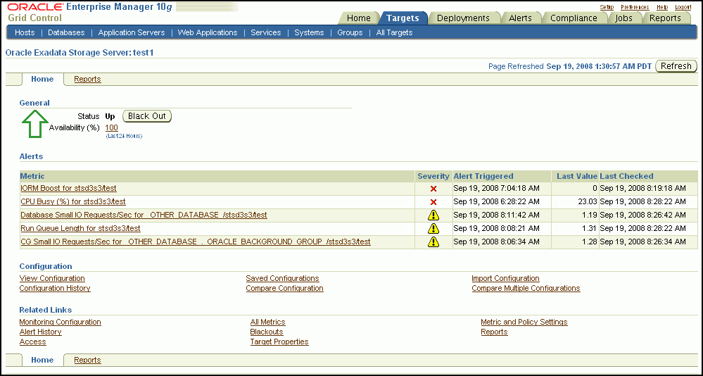 Oracle Exadata Storage Server Home Page