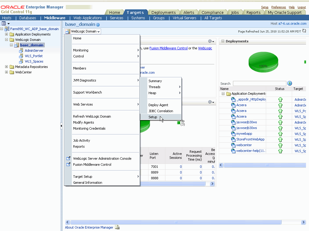 Setup Selection Page