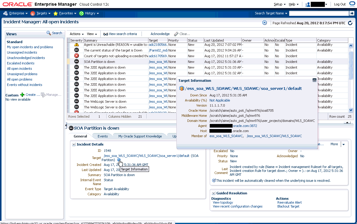 target properties in context of an incident