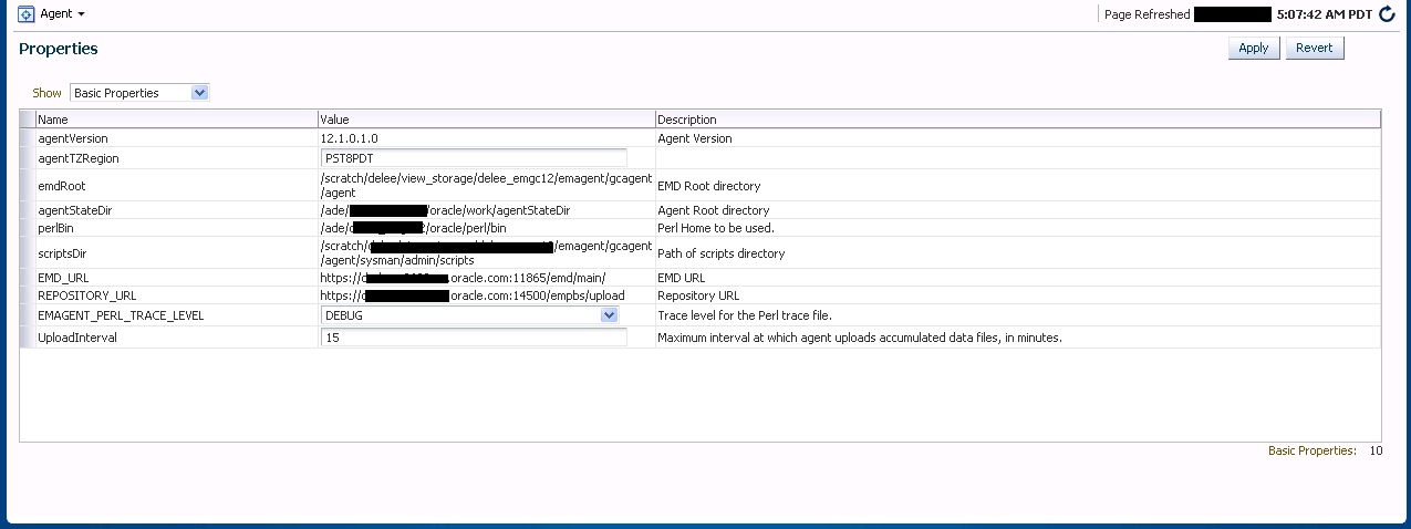 Graphic shows the agent properties page.