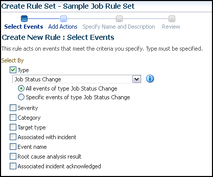 This graphic shows the Select Event page.
