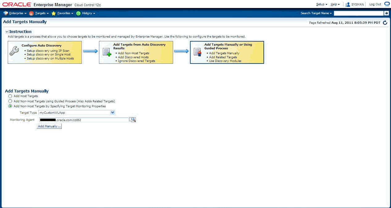Selecting JMX target type