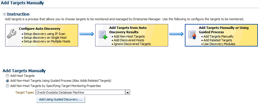 Add Target Manually page example