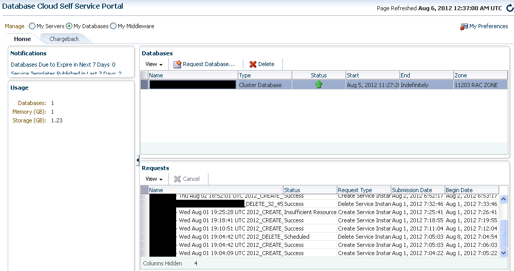 DBaaS Portal - Page 1