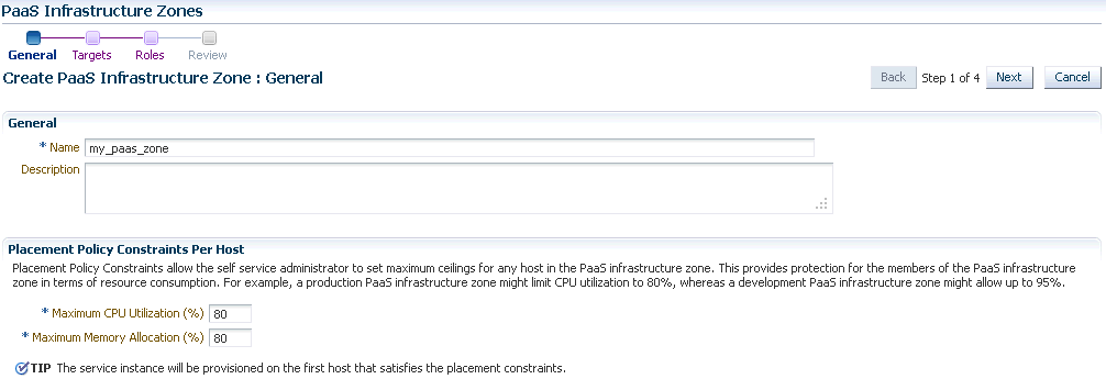 Create PaaS Infrastructure Zone: General