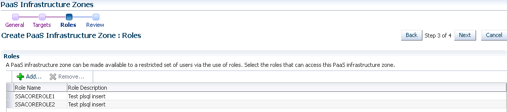 Create PaaS Infrastructure Zone: Roles Page