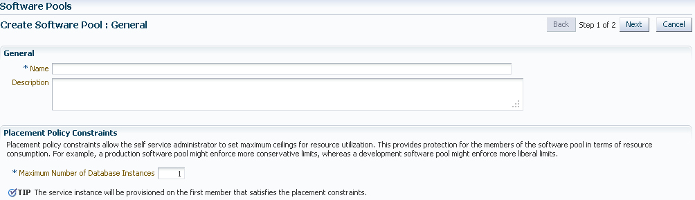 DBaaS: Create Pool