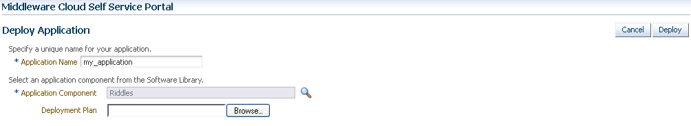 Deploy Application Page