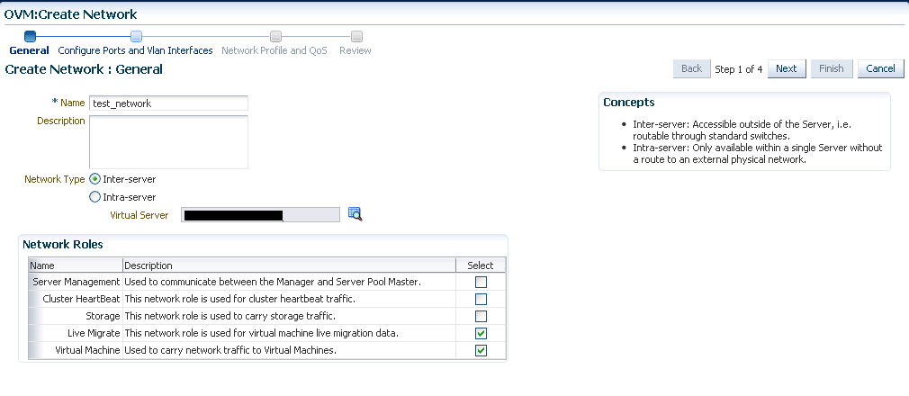 Create Network: General Page