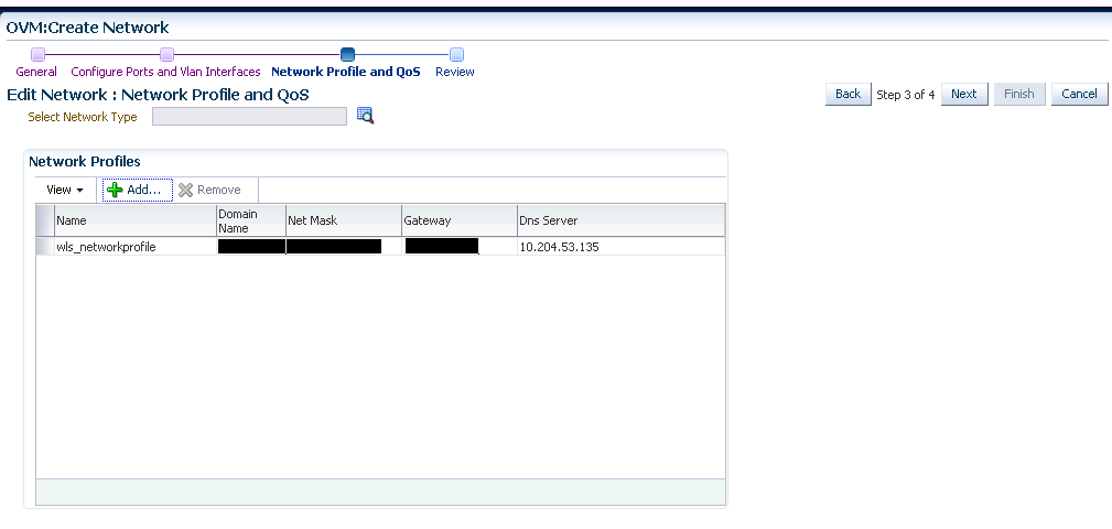 Create Network: Network Profile and QOS
