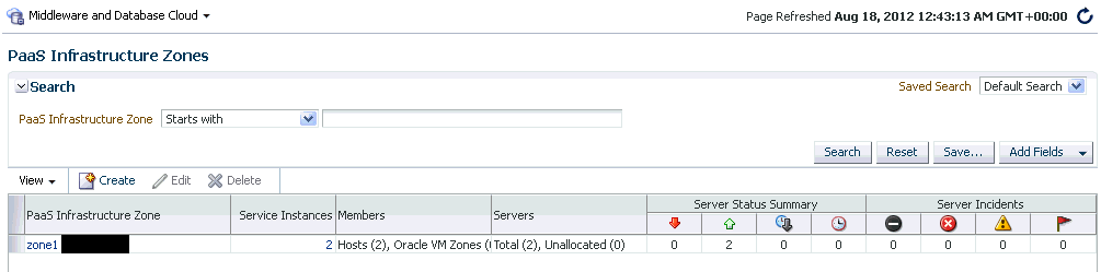 PaaS Infrastructure Zones Page
