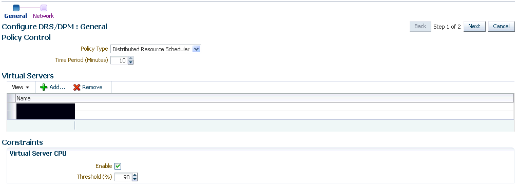 Configure DRS/DPM: General Page