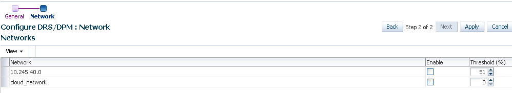 Configure DRS/DPM Policies: Network Page