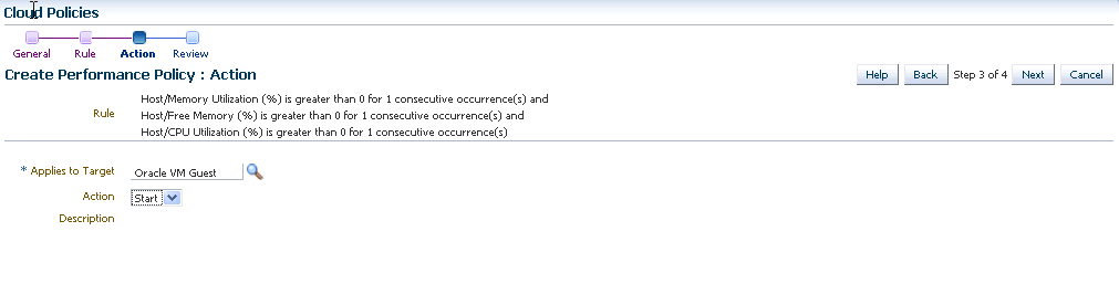 Create Performance Policy: Action