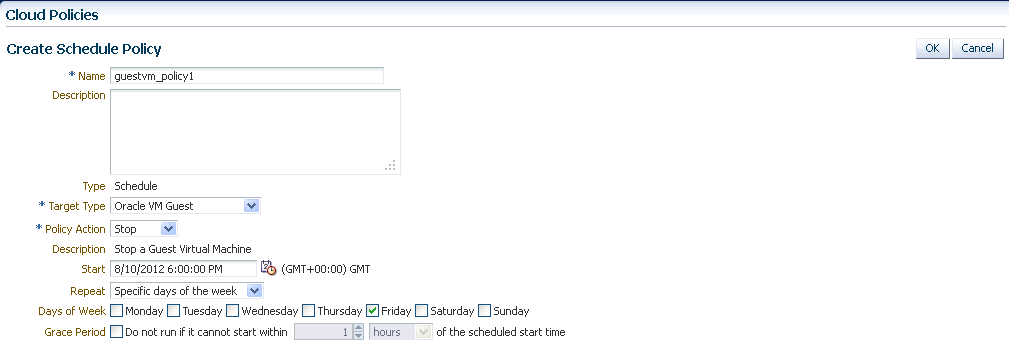Create Schedule Policy (Example 2)