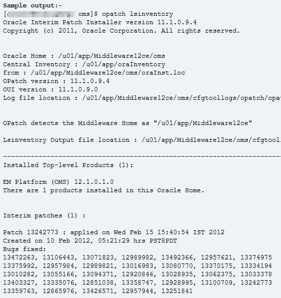 lsinventory sample output