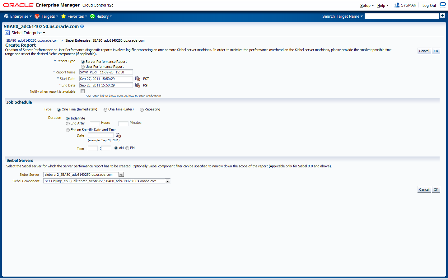 Shows sample data for Create Report page.