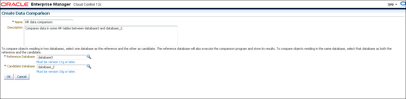 Data Comparison page