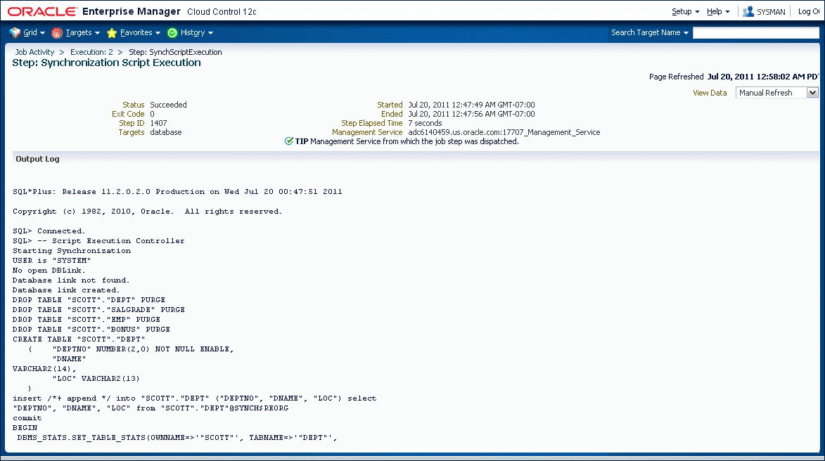 Synchronization Script Execution Step
