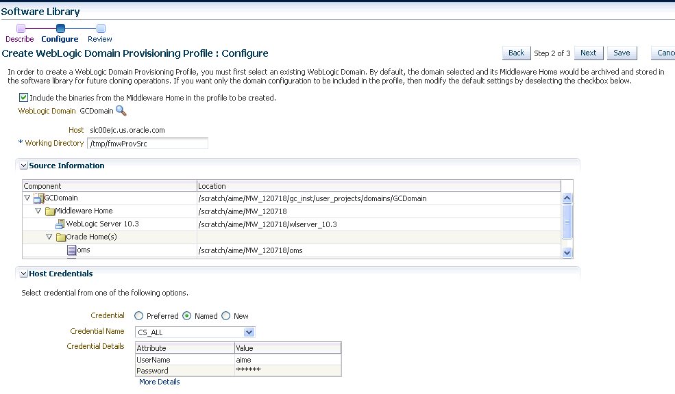 Create WebLogic Domain Profile