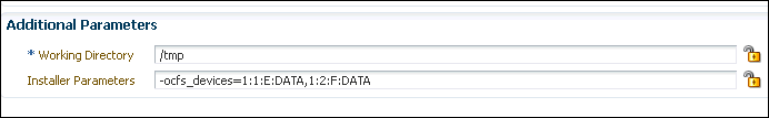 Installer parameters for specifying OCFS devices